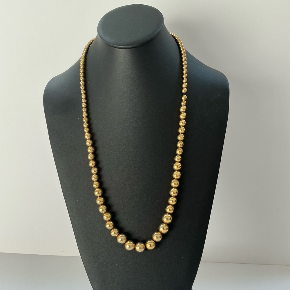 Napier Graduated Gold Beaded Ball Necklace Long